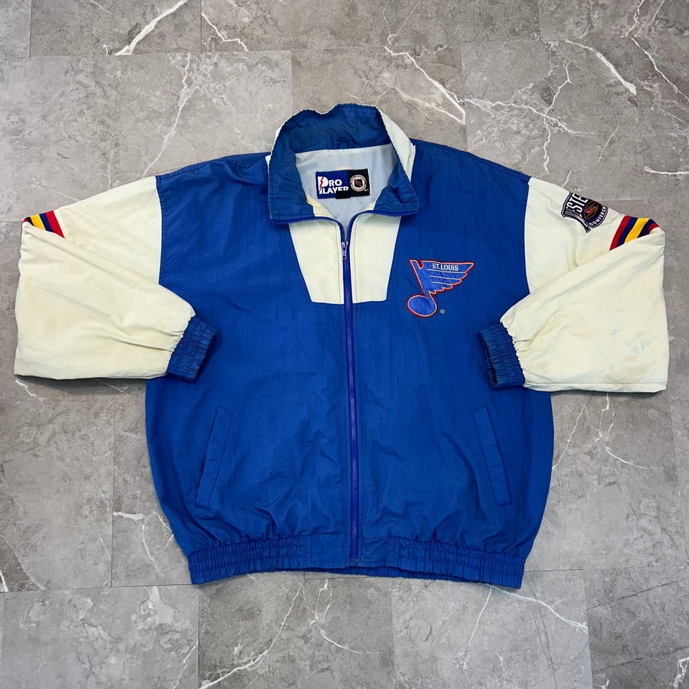 90s Vintage St Louis Blues Jacket Mens XL Pro Player Hockey Windbreaker Coat